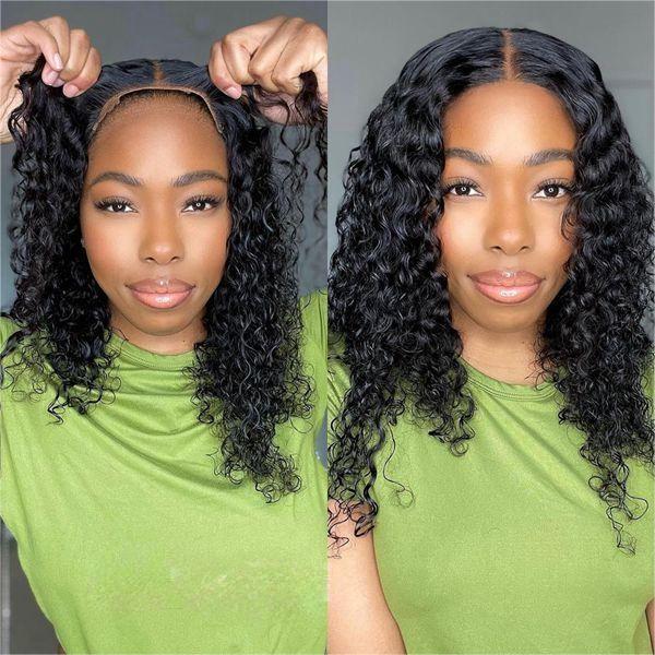 Hermosa Hair Ready & Go Wigs Deep Wave 5*5 Pre Cut HD Lace Glueless Bob Wig with Pre Bleached