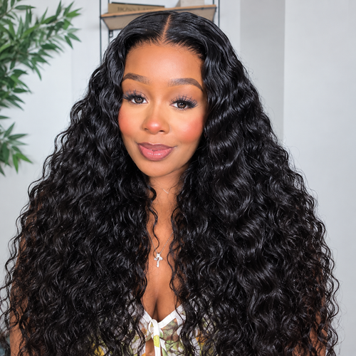 [US 24H Ship] 13x4 HD Lace Front Human Hair Wigs Deep Wave Pre Bleached Knots Super Natural Hairline Wigs