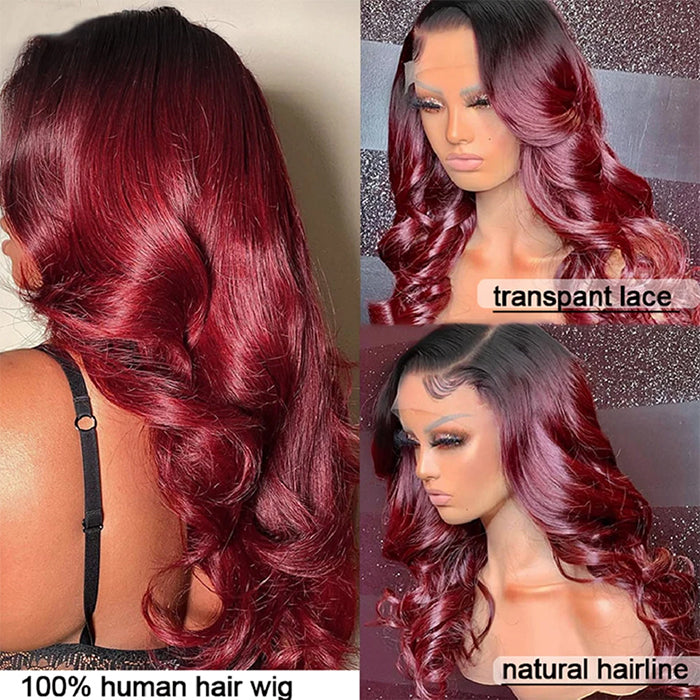 Ombre Colored 13x4 HD Transparent Lace Front Wig Pre Plucked  display picture 1