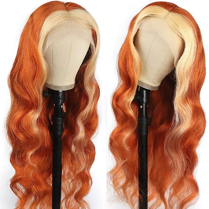 ginger blonde skunk stripe wig