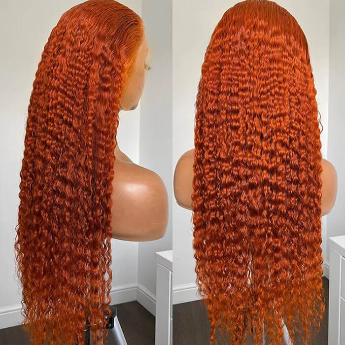 ginger orange deep wave hd lace wig