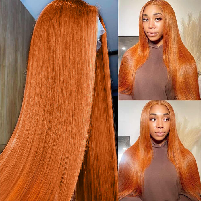 ginger orange straight hd lace wig