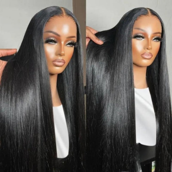 +$9.9 Get A Wig | Drawstring Cap Glueless 13x4 Frontal Lace Human Hair Wig Straight Pre-Cut Lace 220% Density