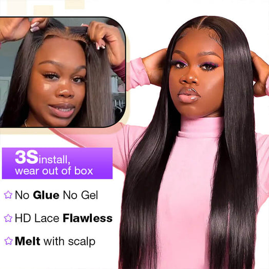 Glueless Wear And Go 4x4 & 5x5 Pre Cut Lace Closure Wigs Pre Bleached Knots Plucked Hairline