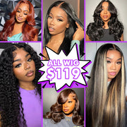 Flash Sale $119 For 13x4 HD Lace  Front Wigs Human Hair Lace Frontal Colored Wigs