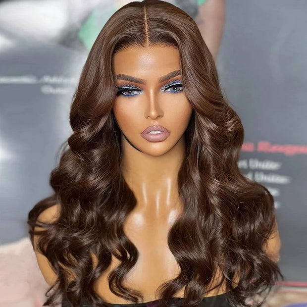 #4 Chocolate Brown Color Glueless Wear & Go Wig 8*5 Pre Cut HD Lace Closure Wigs