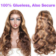 8x5 Glueless Lace Honey Blonde Body Wave Wig With Bleached Knots Put and Go Wig