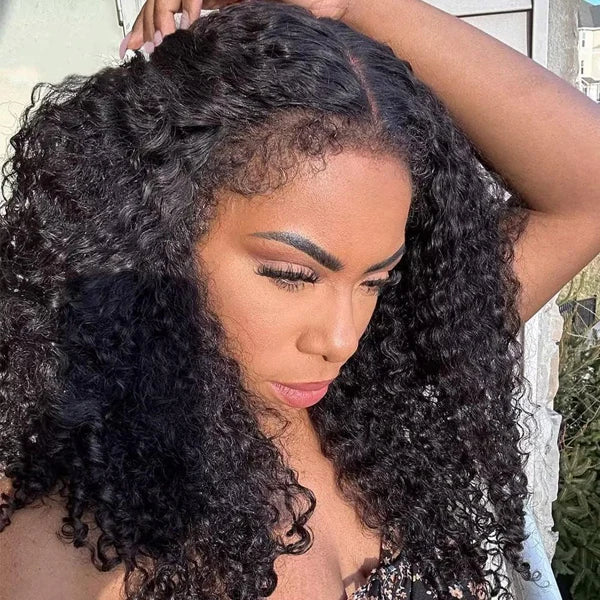4C Edges Hairline Wig Kinky Curly 5x5 HD Lace Closure Wigs Human Hair With Curly Baby Hair Realistic Hairline