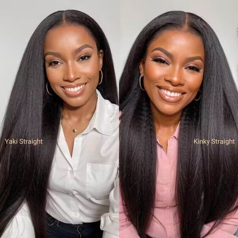 Yaki Straight and Kinky Straight Glueless 13x4 Transparent Lace Put on and Go Wig Deep Part