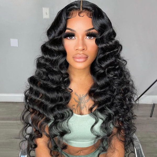 Glueless Wear And Go Wigs Loose Wave Lace Closure Wigs With Pre Cut Lace Hairline