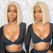 613 Blonde Short Bob Lace Front Wig Straight Hair 13*4/4*4 Lace Wigs Colored Human Hair Wigs