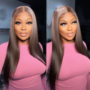 #4 Chocolate Brown Color Glueless Wear & Go Wig 8*5 Pre Cut HD Lace Closure Wigs