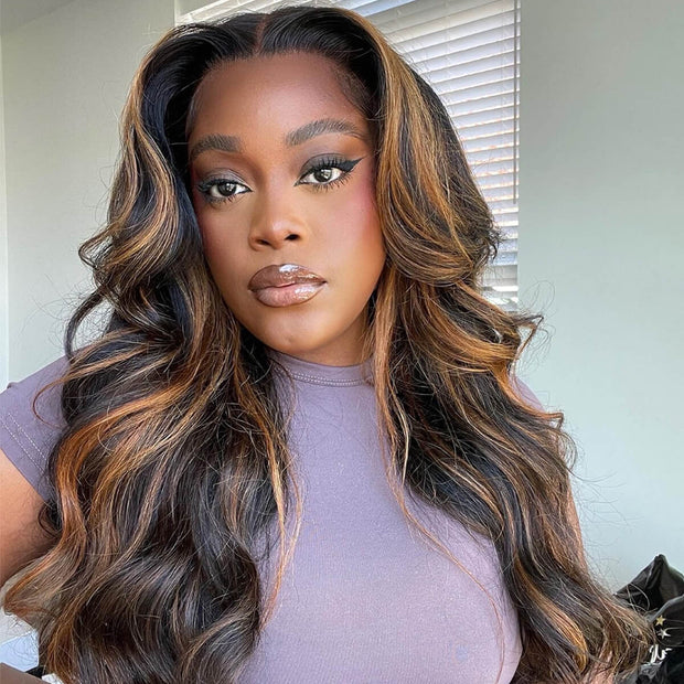 Glueless Wear & Go Wig Upgrade 8*5 Pre Cut HD Lace Closure Wigs #P1B/30 Balayage Highlight Color