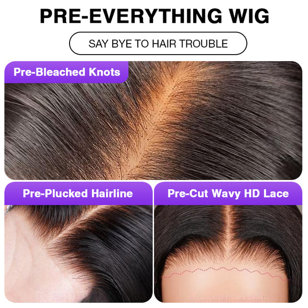 Glueless Wig Curly 8x5 Closure HD Lace Short Bob Wig Pre Cut & Plucked & Bleached