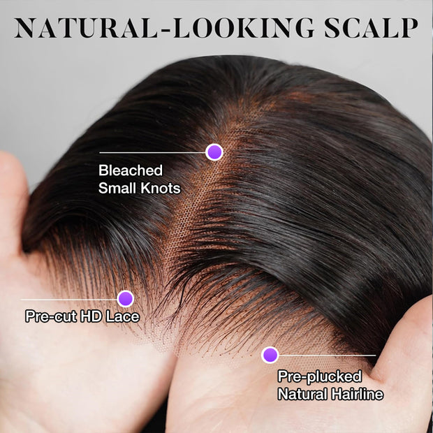 Put on go® Glueless Body Wave Pre Cut 8x5 HD Lace Closure Wig Large & Small Cap Size
