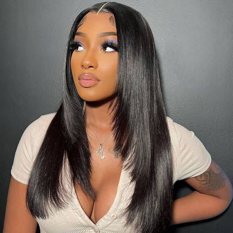 straight layered cut wig