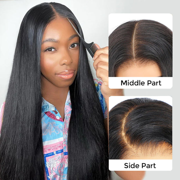Silky Straight Wig Glueless 4x4 HD Lace Closure Wigs Human Hair