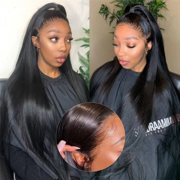 13x4 Pre-Cut Lace Front Straight Wig Real Ear To Ear Pre-Cut & Pre-Pluck & Pre-Bleached Pre-All Wig
