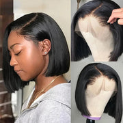 Straight Human Hair 13×4 HD Lace Front Short Bob Wigs 150% Density