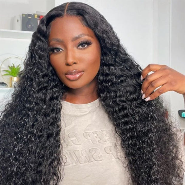 Deep Wave 4x4/5x5 Pre Cut HD Lace Closure Wig Human Hair Wear & Go Glueless Wigs-Air Wig