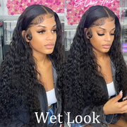 Hermosa Water Wave 13x6 Full Transparent HD Lace Front Wig With Pre Bleached Knots Plucked Hairline