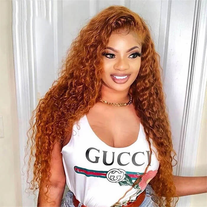 Ginger Wig Human Hair Wig 33 #33 Ginger Orange Bouncy Curly Human