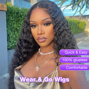 Glueless Wig Human Hair HD Lace Closure Wigs Pre Bleached Water Wave Wig 8x5 Big Parting Space