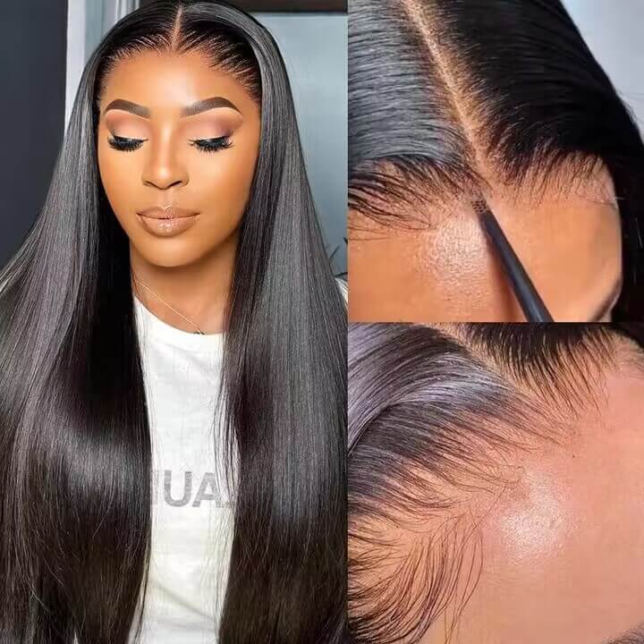 Glueless Straight Wig 8x5 Closure HD Lace 100% Human Hair Wigs With Pre Bleached Knots