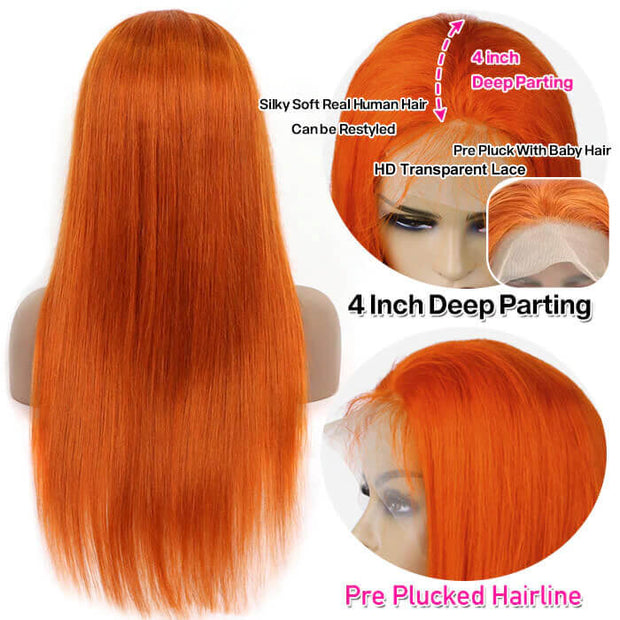 Ginger Lace Front Wig Straight & Body Wave 13*4 HD Lace Frontal Human Hair Wigs For Women