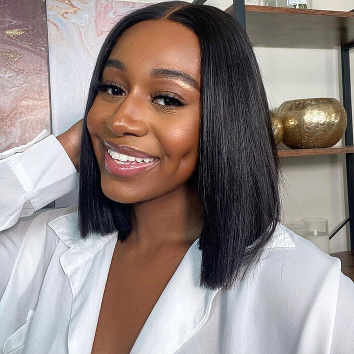 straight bob glueless lace wig
