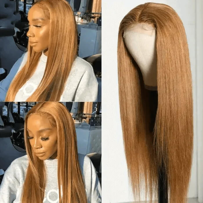 30 Inch Honey Blonde Straight Lace Front Wigs #27 Hair  display picture 1