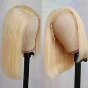 613 Blonde Short Bob Lace Front Wig Straight Hair 13*4/4*4 Lace Wigs Colored Human Hair Wigs