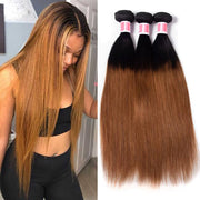 Ombre Malaysian Virgin Straight Hair 3/4 Bundles Deal Two Tone 1B/30 Human Hair Weave Extensions