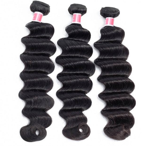 12a unprocessed loose deep wave bundles real; human hair weave