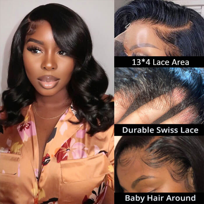 Body Wave Short bob Wigs 13x4 Lace Front Wigs Human Hair 100% Real Human Hair Wig Pre Plucked