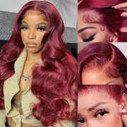 99J Burgundy Lace Front Wigs Body Wave Colored Human Hair Wigs 13x4 13x6 4x4 5x5 HD Lace Glueless Wigs