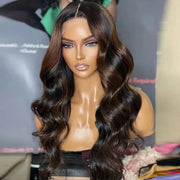 P1B/4 Brown Highlight Piano Color Body Wave Wig 13x4 HD Lace Frontal Wigs Pre Plucked