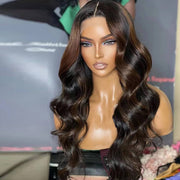 P1B/4 Brown Highlight Piano Color Body Wave Wig 13x4 HD Lace Frontal Wigs Pre Plucked