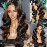 P1B/4 Brown Highlight Piano Color Body Wave Wig 13x4 HD Lace Frontal Wigs Pre Plucked