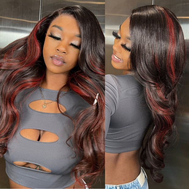 P1B/350 Piano Color Body Wave Human Hair Wig 13x4 HD Lace Frontal Wigs Pre Plucked