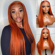 Ginger Orange Wig 13*4 Transparent HD Lace Human Hair Wigs Pre Plucked Hairline