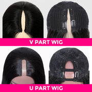 Glueless V/U Part Jerry Curly Wig 99J Burgundy Red Color With Dark Roots Beginner Friendly