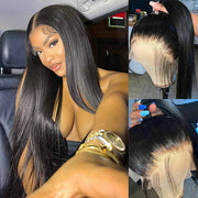 Glueless 360 Straight Transparent HD Lace Front Human Hair Wigs