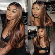 Balayage Highlight 1b/30 Straight HD Lace Frontal Wigs Human Hair Pre Plucked Hairline
