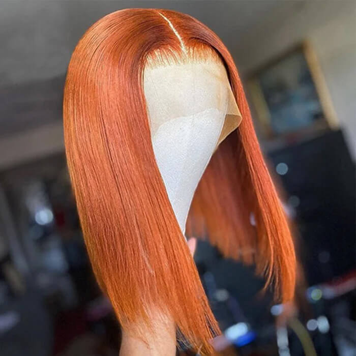 Orange Ginger Color 13x4 HD Lace Front Wigs Short Bob Wig Pre Plucked Natural Baby Hair For Black Women