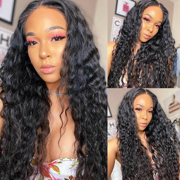 Water Wave Hair 13*4 HD Lace Front Wigs Glueless Transparent Lace Wig Pre-plucked Hairline