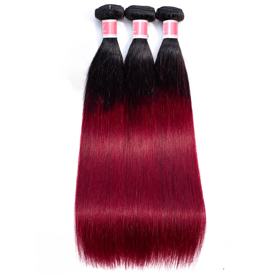 SEGO Brazilian Human Hair – 100% Echthaar, Weinrot, 10 Bundles