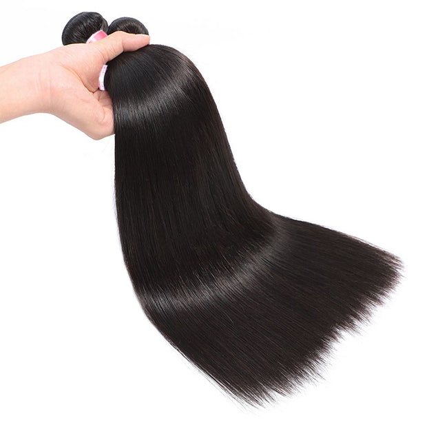 Peruvian Straight Hair 4 Bundles With 13x4 Lace Frontal 10A Virgin Human Hair Bundles With Frontal Deal
