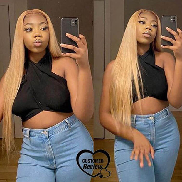 Honey Blonde 13x4 HD Transparent Lace Front Wig #27 Colored Human Hair Frontal Wig