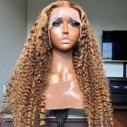 Highlight Curly Lace Front Wigs #4/27 Color Brazilian Remy Human Hair Wig Pre Plucked